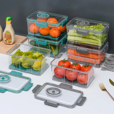 Sealed Refrigerator Storage Box Square Vacuum Refrigerator Fresh-keeping Box Transparent with Lid Food Container Products