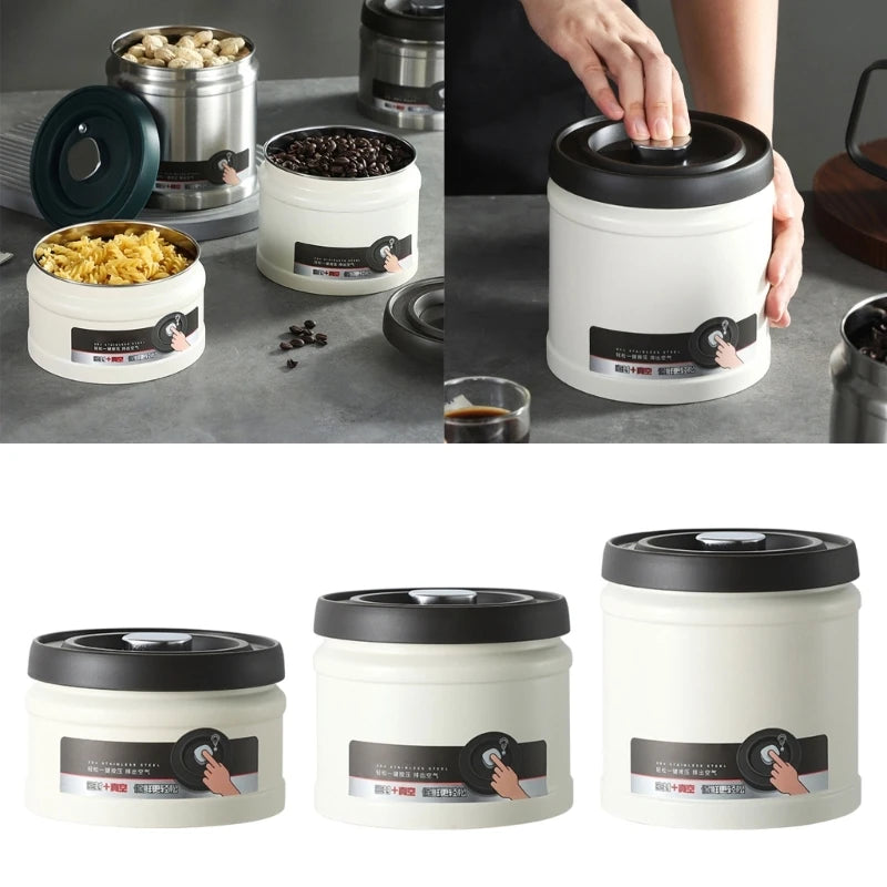 Stainless Steel Vacuum Storage Box Contemporary Vacuum Seal Storage Box Sealed Cans Kitchen Storage Organizations