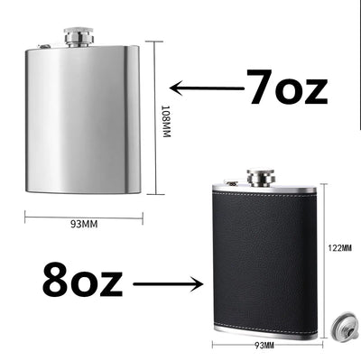 7-8oz Matte Black Hip Flask for Liquor Stainless Steel Leak Proof with Funnel Flask Set Drinking Whiskey Flask Bar Accessories