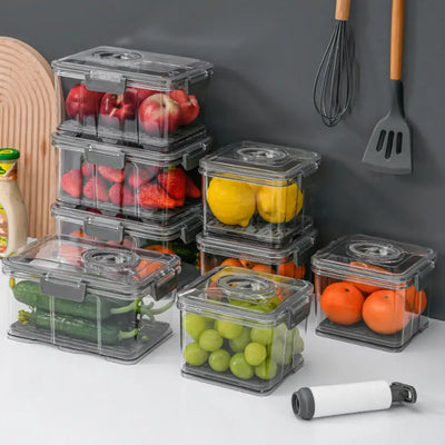 Sealed Refrigerator Storage Box Square Vacuum Refrigerator Fresh-keeping Box Transparent with Lid Food Container Products